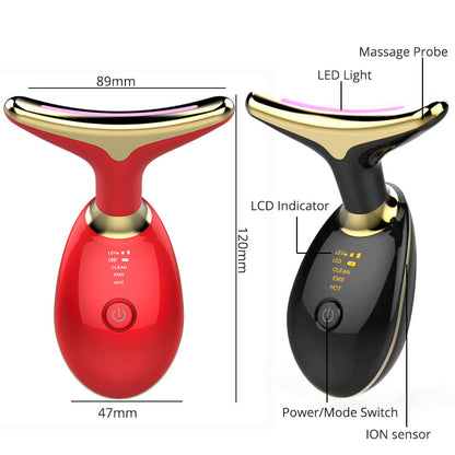 Appareil de massage thermique EMS pour Lifting et serrage du cou, dispositif électrique anti-rides à microcourant, appareil de beauté du visage à photons LED pour femmes