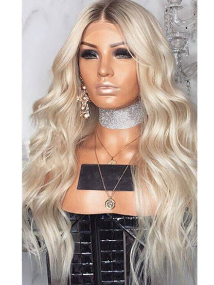 European and American blonde long curly wigs