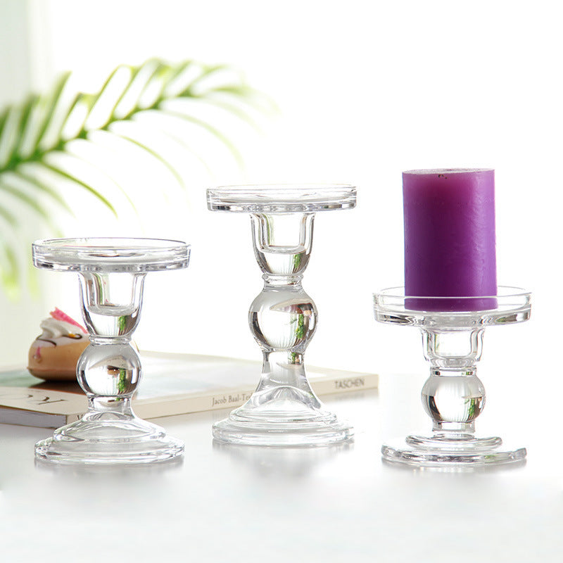 Glas-Kerzenhalter, transparentes Glas-Set, Kerzenhalter, hoher Fuß, zum Basteln, Wachshalter