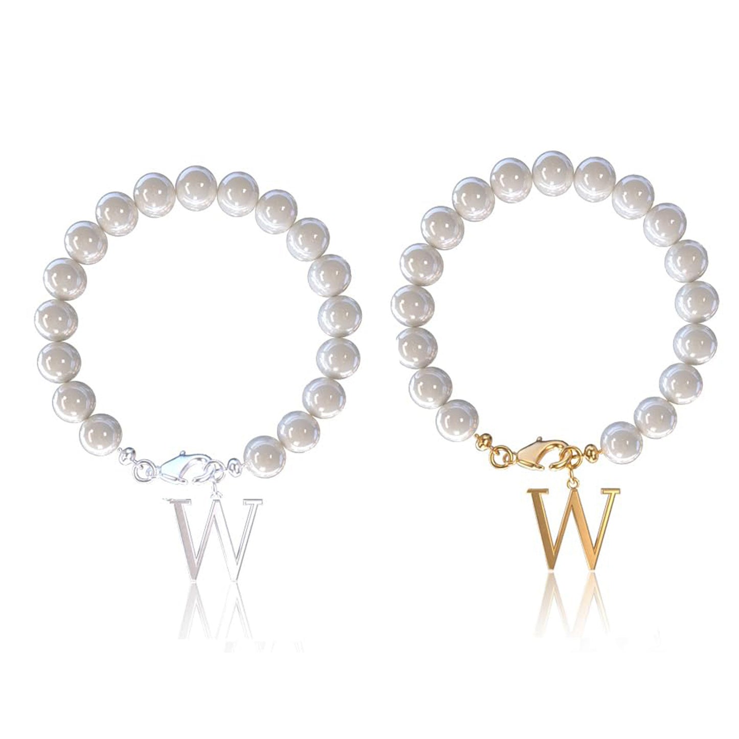 Letter Bracelet Suit Stainless Steel Stringed Pearls