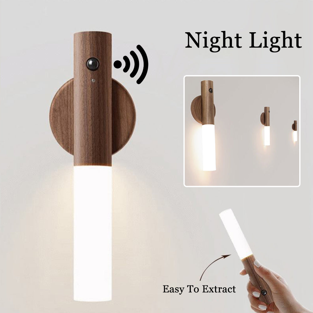 Auto LED USB Magnetische Holz Drahtlose Nachtlicht Korridore Veranda Lichter PIR Motion Sensor Wand Licht Schrank Lampe