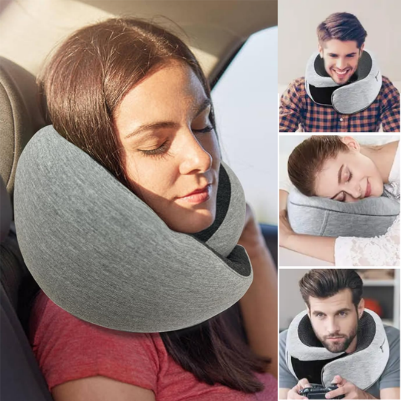 Oreiller cervical de voyage, oreiller d'avion Non déformé, coussin de cou de voyage Durable en forme de U, oreiller de sieste en coton à mémoire de forme