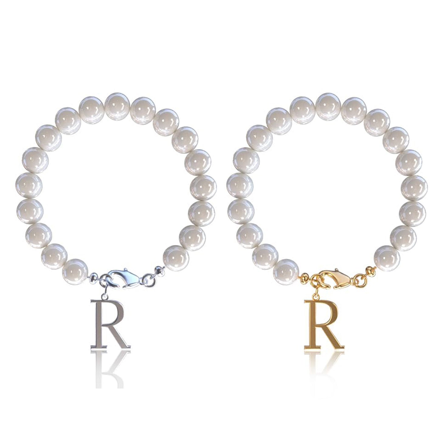 Letter Bracelet Suit Stainless Steel Stringed Pearls