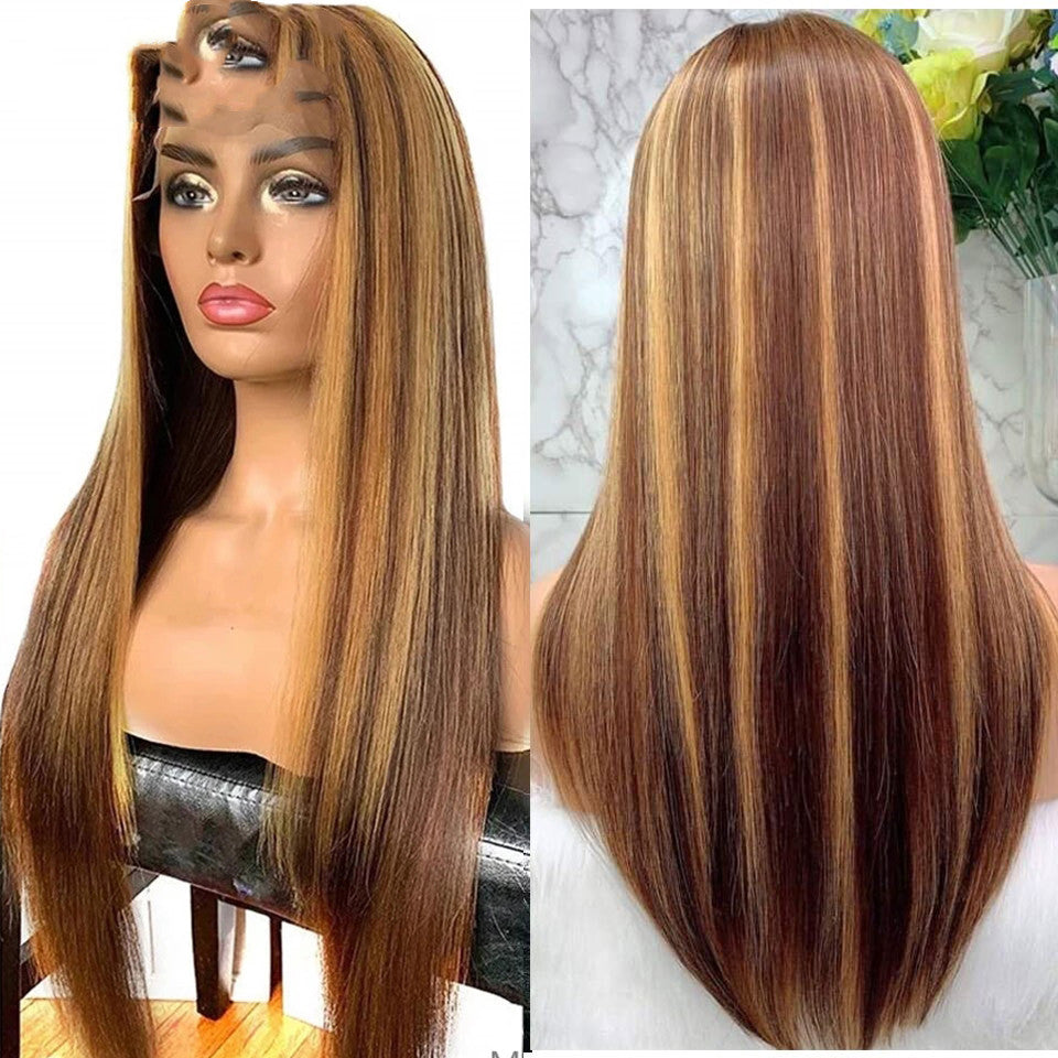 Perruques pour femmes colorées cheveux raides de longueur moyenne