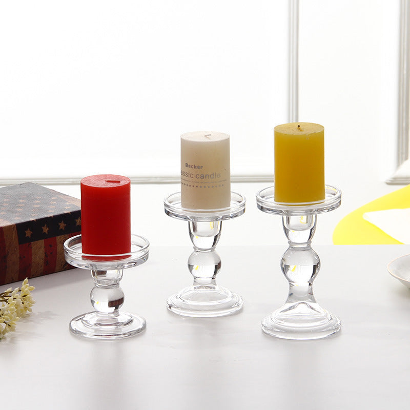 Glas-Kerzenhalter, transparentes Glas-Set, Kerzenhalter, hoher Fuß, zum Basteln, Wachshalter