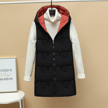 Double-sided Vest Women's Winter Mid-length Vest Korean Style Autumn And Winter Down Cotton Vest Thick Coat