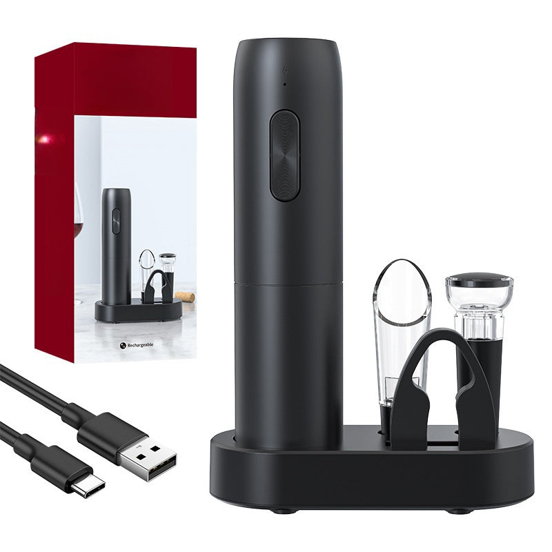 Ouvre-bouteille électrique de vin rouge, Rechargeable par USB, Base de stockage pour cadeau d'affaires, célébration d'anniversaire