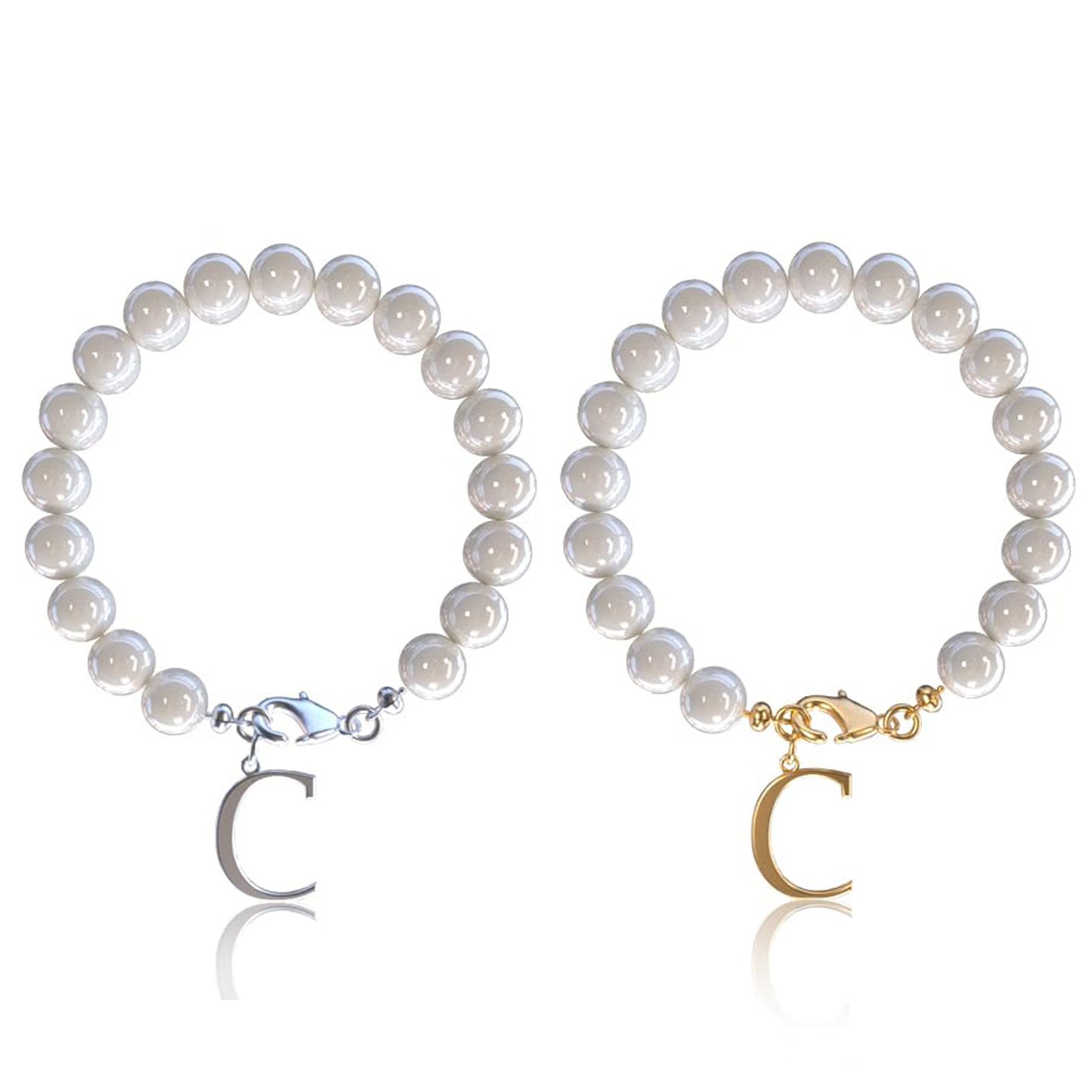 Letter Bracelet Suit Stainless Steel Stringed Pearls