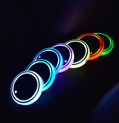 Porte-gobelet coloré, dessous de verre lumineux LED, chargeur solaire et USB, antidérapant, lumière ambiante pour voiture automatiquement